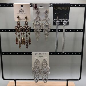 Curated bundle 4 statement style formal bridal party earrings long dangle glam